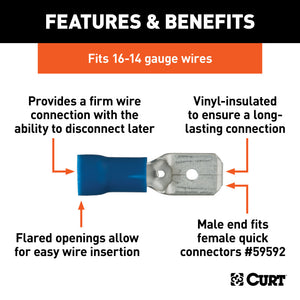 Curt Male Quick Connectors (16-14 Wire Gauge 100-Pack)