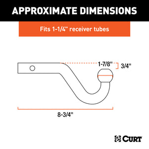 Curt Euro Mount (1-7/8in Ball 1-1/4in Shank 3500lbs -3/4in High 8-3/4in Long)