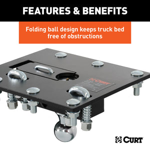 Curt 90-93 Ford F-250 Over-Bed Folding Ball Gooseneck Hitch