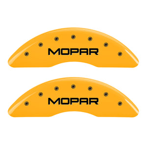 MGP 4 Caliper Covers Engraved Front & Rear MOPAR Yellow finish black ch