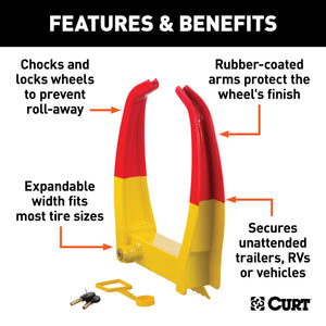 Curt Wheel Chock Lock (Yellow Powder Coat)