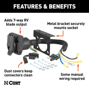 Curt Dual-Output Electrical Adapter (Adds 7-Way RV Blade to 4-Way Flat)