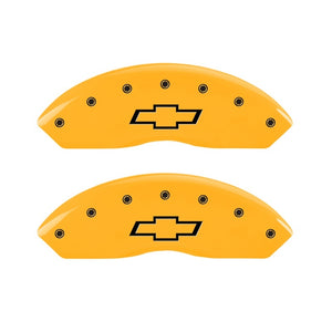 MGP 2 Caliper Covers Engraved Front Bowtie Yellow Finish Black Char 1997 Chevrolet C3500