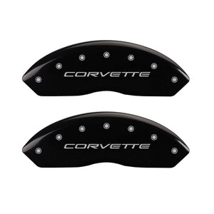 MGP 4 Caliper Covers Engraved Front C5/Corvette Engraved Rear C5/Z06 Black finish silver ch