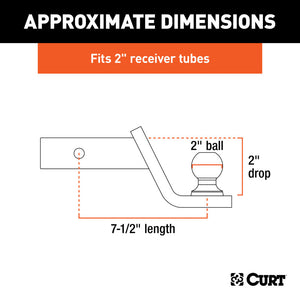 Curt Fusion Ball Mount w/2in Ball (2in Shank 7500lbs 2in Drop)