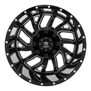 RBP 65R Glock 22x14 8x180 BP / 4.5 BS / -76mm Offset 124.1mm CB Gloss Black w/Machined Grooves Wheel