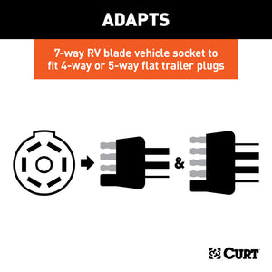 Curt LED Electrical Adapter (7-Way RV Blade Vehicle to 4 or 5-Way Flat Trailer)