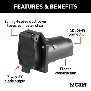 Curt 7-Way RV Blade Connector Socket (Vehicle Side Black Plastic)