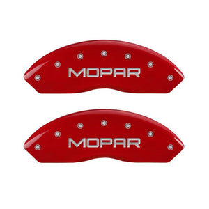 MGP Set of 4 Caliper Covers, Engraved Front and Rear: Red Powder Coat Finish, Silver Characters.