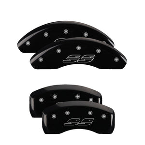 MGP Front set 2 Caliper Covers Engraved Front Chevy racing Yellow finish black ch