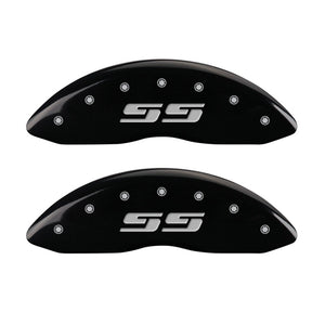 MGP 2 Caliper Covers Eng Front Silverado SS Blk Finish Sil Char 2008 Chevy Silverado 1500