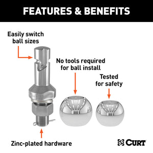 Curt Switch Ball Trailer Ball Set (2in & 2-5/16in Balls 1in x 2-1/4in Shank)