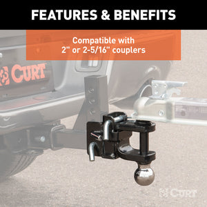 Curt Replacement Adjustable Multipurpose Ball Mount Head for 45049