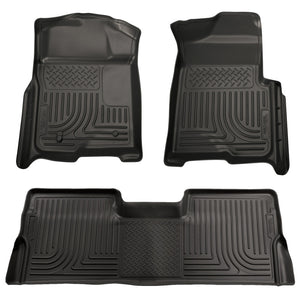 Husky Liners 08-10 Ford SD Crew Cab WeatherBeater Combo Black Floor Liners (w/o Manual Trans Case)