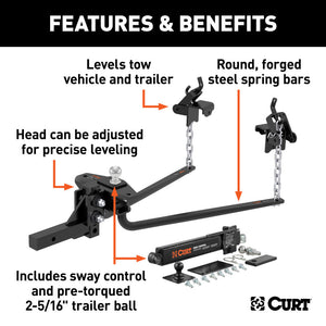 Curt Round Bar Weight Distribution Hitch Kit (10000-14Klbs 31-5/8in Bars)