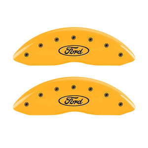 MGP Front set 2 Caliper Covers Engraved Front Oval logo/Ford Yellow finish black ch