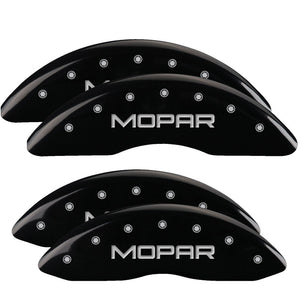 MGP 4 Caliper Covers Engraved Front & Rear MOPAR Black finish silver ch