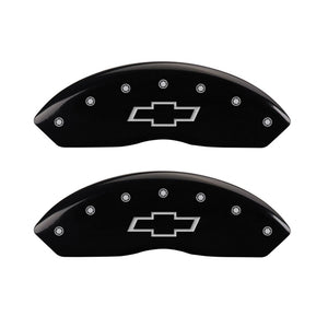 MGP Front set 2 Caliper Covers Engraved Front Bowtie Black finish silver ch