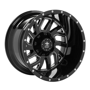 RBP 65R Glock 22x14 8x165.1 BP / 4.5 BS / -76mm Offset 117mm CB Gloss Black w/Machined Grooves Wheel