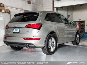 AWE Tuning Audi 8R Q5 3.2L Non-Resonated Exhaust System (Downpipe-Back) - Polished Silver Tips