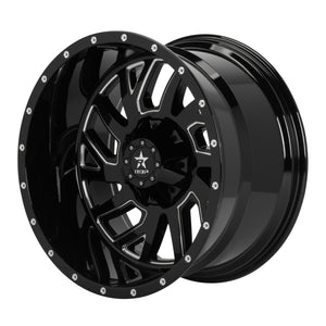 RBP 65R Glock 22x12 8x165.1 BP / 4.75 BS / -44mm Offset 117mm CB Gloss Black Machined Grooves Wheel