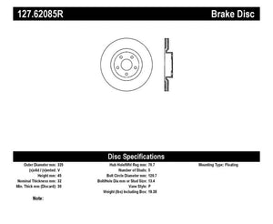 StopTech Power Slot 05-07 Cadillac XLR / 06-09 Chevy Corvette Front Right Drilled & Slotted Rotors