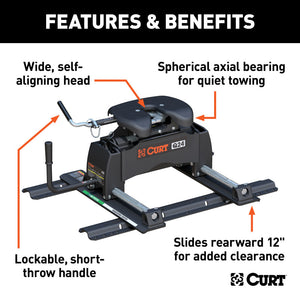 Curt Q24 5th Wheel Hitch w/Roller & Rails