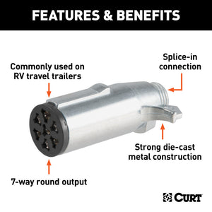 Curt 7-Way Round Connector Plug (Trailer Side)