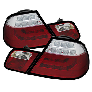 Spyder BMW E46 00-03 2Dr Coupe Light Bar LED Tail Lights Red Clear ALT-YD-BE4600-LBLED-RC