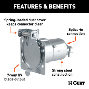 Curt 7-Way RV Blade Connector Socket (Vehicle Side Diecast Metal)