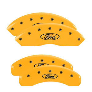 MGP 4 Caliper Covers Engraved Front & Rear Oval Logo/Ford Yellow Finish Black Char 2008 Ford F-150