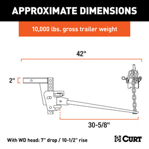 Curt Deep Drop Trunnion Bar Weight Distribution Hitch (8,000 - 10,000 LBS, 30-5/8in Bars)