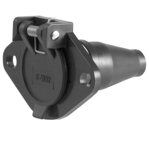 Curt 6-Way Round Connector Socket (Vehicle Side Black Plastic)