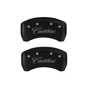 MGP 4 Caliper Covers Engraved Front & Rear Cursive/Cadillac Red finish silver ch