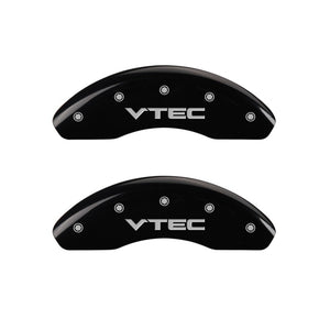 MGP Front set 2 Caliper Covers Engraved Front Vtec Black finish silver ch