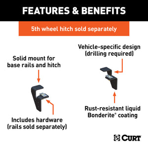 Curt 03-09 Dodge Ram 3500 Semi-Custom 5th Wheel Brackets