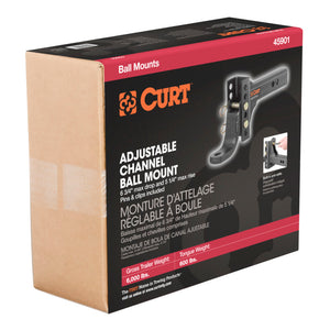 Curt Adjustable Channel Mount w/1in Ball Hole (2in Shank 6000lbs 6-3/4in Drop)