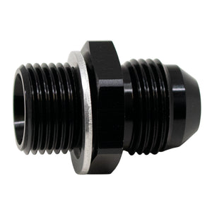 DeatschWerks 8AN Male Flare to M18 X 1.5 Male Metric Adapter (Incl Washer) - Anodized Matte Black