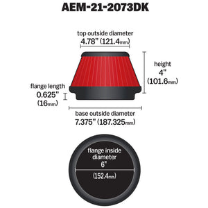 AEM 5 in x 5 in Dryflow Air Filter