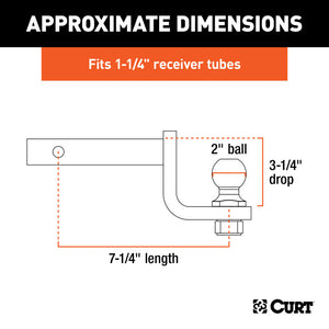Curt Towing Starter Kit w/2in Ball (1-1/4in Shank 3500lbs 3-1/4in Drop)