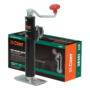 Curt Pipe-Mount Swivel Jack w/Top Handle (5000lbs 10in Travel Packaged)