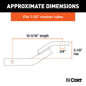 Curt Class 2 Ball Mount (1-1/4in Shank 3500lbs 3-1/8in Rise 10-5/16in Long)