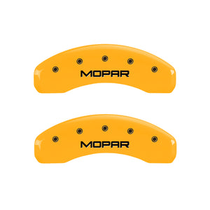 MGP 4 Caliper Covers Engraved Front & Rear MOPAR Yellow finish black ch