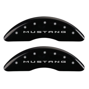 MGP 4 Caliper Covers Engraved Front 2015/Mustang Engraved Rear 2015/37 Black finish silver ch