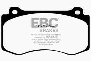 EBC 05-10 Chrysler 300C 6.1 SRT8 Yellowstuff Front Brake Pads (Excl 6 Piston Calipers)