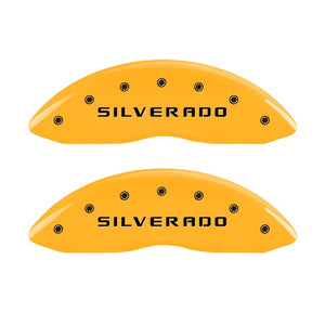 MGP 2 Caliper Covers Eng Front Silverado Yellow Finish Blk Char 05 Chevy Silverado 1500