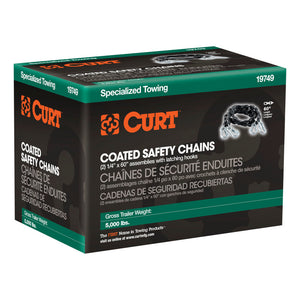 Curt 65in Safety Chains w/2 Snap Hooks Each (5000lbs Vinyl-Coated 2-Pack)