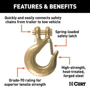 Curt 1/4in Safety Latch Clevis Hook (12600lbs)