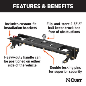 Curt 15-18 Ford F-150 Double Lock Gooseneck Hitch Kit w/Installation Brackets