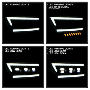 Spyder 19-22 Dodge Ram 2500/3500 (Halogen Model Only) Proj. Headlights (PRO-YD-DR19HDHALAP-SEQ-BK)